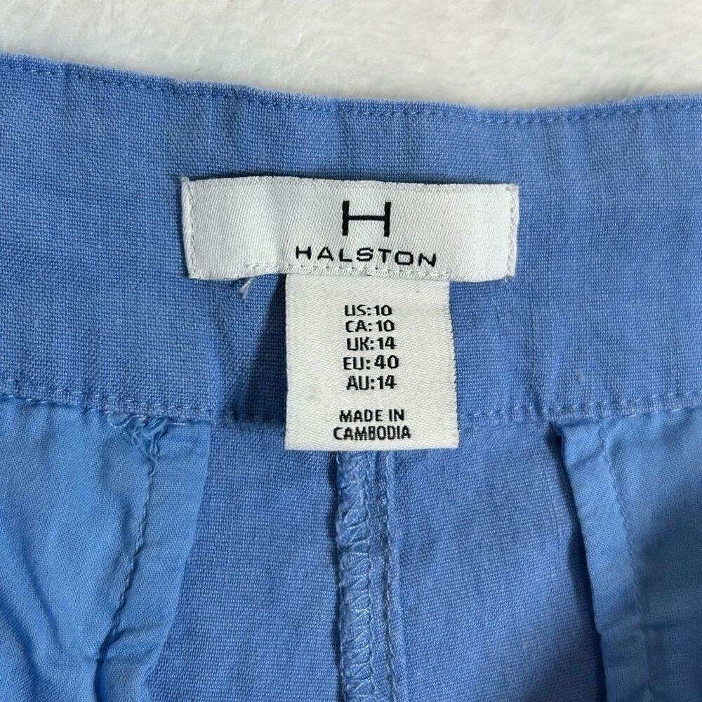Halston Linen Blend Wide Leg High Rise Blue Ankle Pants Women’s Size 10 - Picture 6 of 7